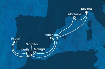 Taliansko, Francúzsko, Gibraltár, Portugalsko, Španielsko zo Savony na lodi Costa Favolosa