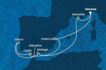 Taliansko, Francúzsko, Španielsko, Portugalsko, Gibraltár zo Savony na lodi Costa Favolosa