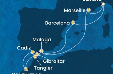 Taliansko, Španielsko, Maroko, Gibraltár, Francúzsko ze Savony na lodi Costa Diadema