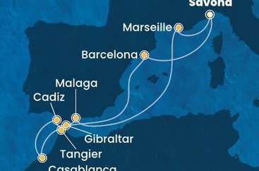 Taliansko, Francúzsko, Španielsko, Gibraltár, Maroko ze Savony na lodi Costa Favolosa