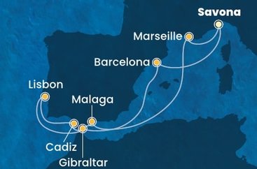 Taliansko, Španielsko, Gibraltár, Portugalsko, Francúzsko ze Savony na lodi Costa Pacifica
