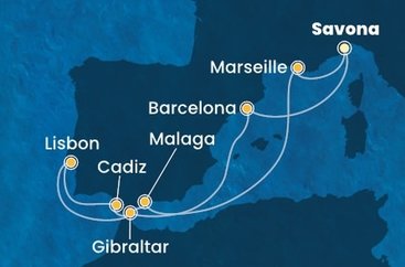 Taliansko, Španielsko, Gibraltár, Portugalsko, Francúzsko ze Savony na lodi Costa Pacifica
