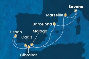 Taliansko, Španielsko, Gibraltár, Portugalsko, Francúzsko ze Savony na lodi Costa Pacifica