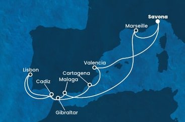Taliansko, Francúzsko, Španielsko, Gibraltár, Portugalsko zo Savony na lodi Costa Favolosa