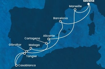 Taliansko, Španielsko, Maroko, Gibraltár, Francúzsko zo Savony na lodi Costa Diadema