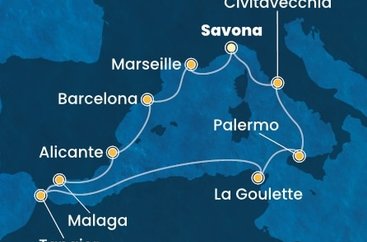 Taliansko, Francúzsko, Španielsko, Maroko, Tunisko ze Savony na lodi Costa Toscana