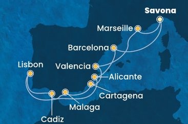 Taliansko, Francúzsko, Španielsko, Portugalsko ze Savony na lodi Costa Favolosa