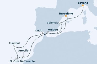 Taliansko, Španielsko, Portugalsko zo Savony na lodi Costa Diadema