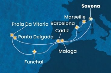 Taliansko, Španielsko, Portugalsko, Francúzsko ze Savony na lodi Costa Fortuna
