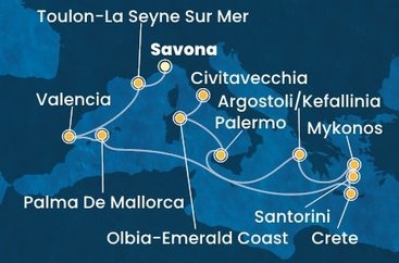 Taliansko, Francúzsko, Španielsko, Grécko ze Savony na lodi Costa Pacifica