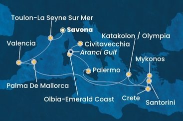 Taliansko, Francúzsko, Španielsko, Grécko, Kréta ze Savony na lodi Costa Pacifica