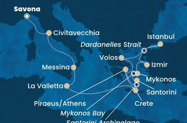 Taliansko, Sicília, Malta, Kréta, Grécko, Turecko ze Savony na lodi Costa Fortuna