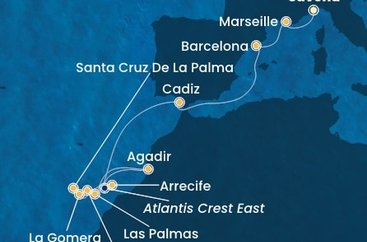 Taliansko, Francúzsko, Španielsko, La Gomera (Kanárské ostrovy), Maroko ze Savony na lodi Costa Fortuna
