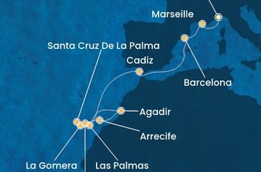 Taliansko, Francúzsko, Španielsko, La Gomera, Maroko ze Savony na lodi Costa Fortuna