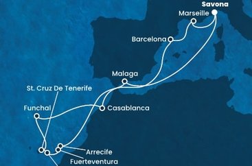 Taliansko, Španielsko, Portugalsko, Maroko, Francúzsko ze Savony na lodi Costa Fortuna