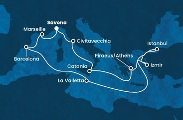 Taliansko, Grécko, Turecko, Malta, Španielsko, Francúzsko zo Savony na lodi Costa Diadema