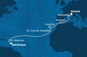 Taliansko, Francúzsko, Španielsko, Portugalsko, Svatý Martin, Martinik zo Savony na lodi Costa Fortuna