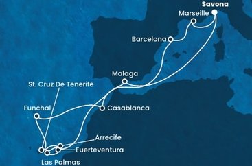 Taliansko, Španielsko, Portugalsko, Maroko, Francúzsko zo Savony na lodi Costa Fortuna
