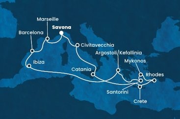 Taliansko, Grécko, Španielsko, Francúzsko zo Savony na lodi Costa Fascinosa