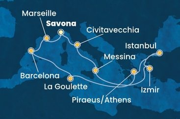 Taliansko, Turecko, Grécko, Tunisko, Španielsko, Francúzsko ze Savony na lodi Costa Fortuna