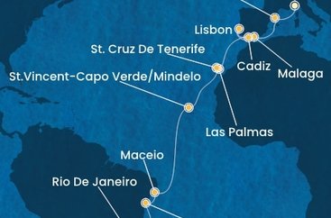 Taliansko, Španielsko, Portugalsko, Kapverdy, Brazília ze Savony na lodi Costa Diadema