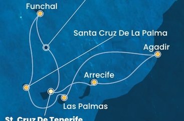 Španielsko, Maroko, Portugalsko z Tenerife na lodi Costa Fortuna