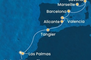 Španielsko, Maroko, Taliansko, Francúzsko z Tenerife na lodi Costa Toscana