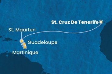 Španielsko, Svatý Martin, Martinik, Guadeloupe z Tenerife na lodi Costa Fascinosa
