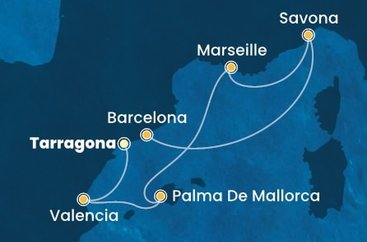 Španielsko, Francúzsko, Taliansko z Tarragony na lodi Costa Diadema