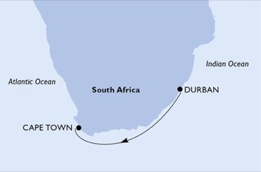 Juhoafrická republika z Durbanu na lodi MSC Musica
