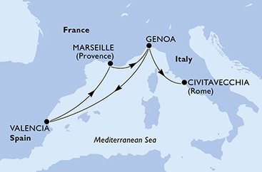 Taliansko, Španielsko, Francúzsko z Janova na lodi MSC Seaside