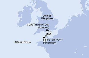 Veľká Británia, Korunní závislé území Velké Británie zo Southamptonu na lodi MSC Virtuosa