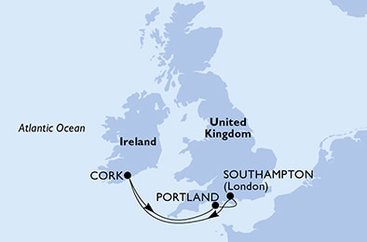 Veľká Británia, Írsko zo Southamptonu na lodi MSC Virtuosa