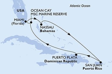USA, Bahamy, Dominikánska republika z Miami na lodi MSC Seascape