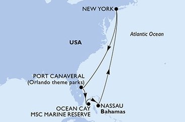 USA - Východné pobrežie, USA, Bahamy z New Yorku na lodi MSC Meraviglia