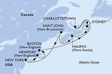 USA - Východné pobrežie, Kanada z New Yorku na lodi MSC Meraviglia