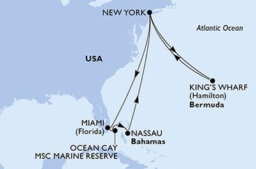 USA - Východné pobrežie, Bermudy, USA, Bahamy z New Yorku na lodi MSC Meraviglia