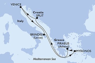 Taliansko, Grécko, Chorvátsko z Brindisi na lodi MSC Sinfonia