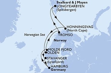 Nemecko, Nórsko z Hamburgu na lodi MSC Preziosa