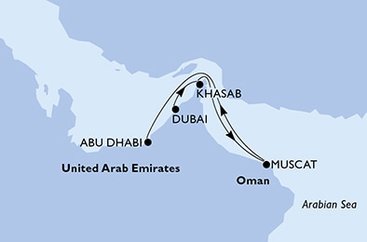 Spojené arabské emiráty, Omán z Dubaja na lodi MSC Opera