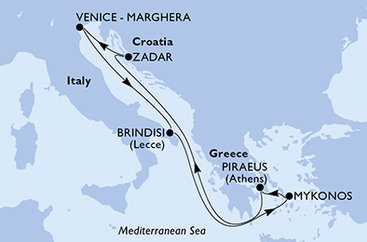 Taliansko, Grécko, Chorvátsko z Benátok na lodi MSC Sinfonia