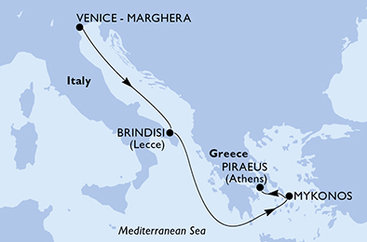 Taliansko, Grécko z Benátok na lodi MSC Sinfonia