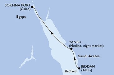 Saúdská Arábie, Egypt na lodi MSC Splendida