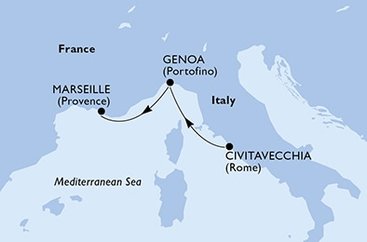 Taliansko, Francúzsko z Civitavechie na lodi MSC Poesia