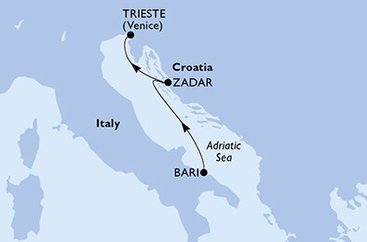 Taliansko, Chorvátsko z Bari na lodi MSC Splendida