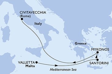 Malta, Grécko, Taliansko z Valletty na lodi MSC Divina