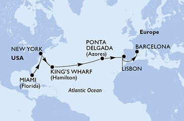 USA, Bermudy, Portugalsko, Španielsko z Miami na lodi MSC Divina