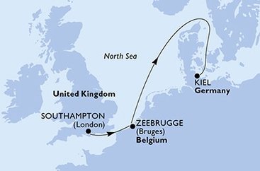 Veľká Británia, Belgicko, Nemecko zo Southamptonu na lodi MSC Euribia