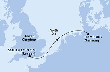 Veľká Británia, Nemecko zo Southamptonu na lodi MSC Euribia