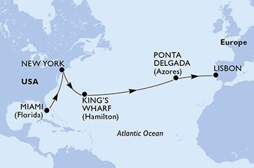 USA, Bermudy, Portugalsko z Miami na lodi MSC Divina